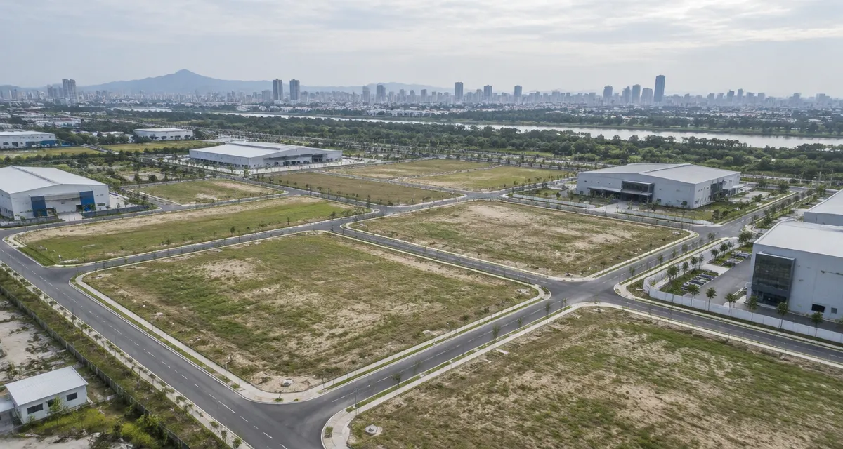 Illustration: industrial estate plots and access roads seen from above