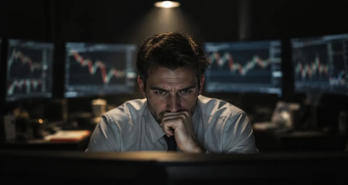 Illustration: a currency trading desk with blurred charts