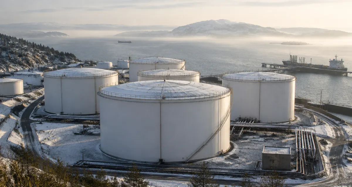 Illustration: oil storage tanks at a depot