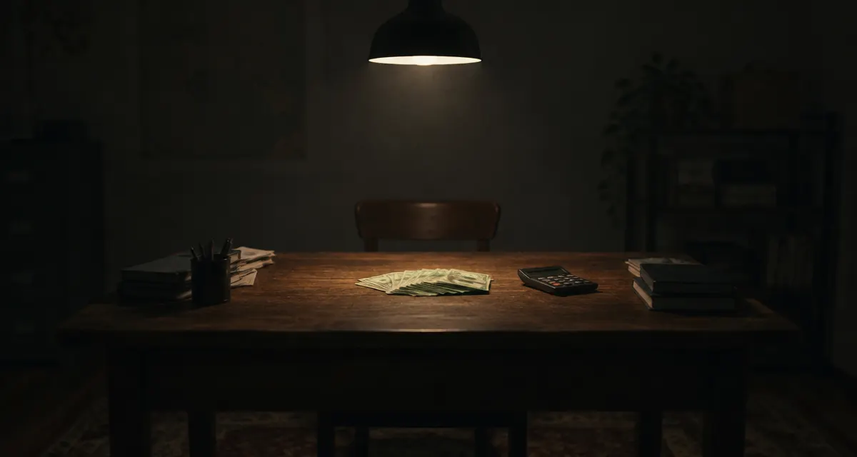 Illustration: banknotes and a calculator on a desk