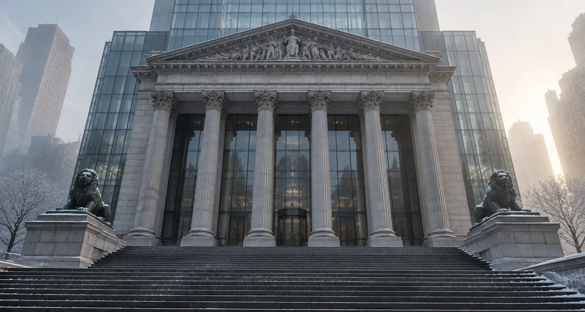 Illustration: the facade of a stock exchange building